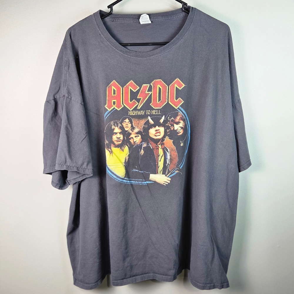 AC/DC T-Shirt Mens XL Gray Good Highway to Hell Band Rock Graphic Tee 2016